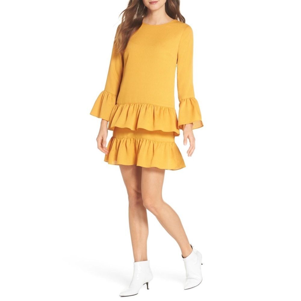 CHELSEA28 RUFFLE FLOUNCE HEM DRESS 👗☀️ - Picture 1 of 2